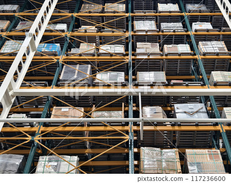 Warehouse with shelves and boxes in the shopping mall for retail 117236600