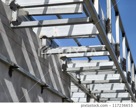 Metal engineering structure on a construction site 117236653