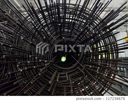 Background of metal bars at the construction warehouse 117236678
