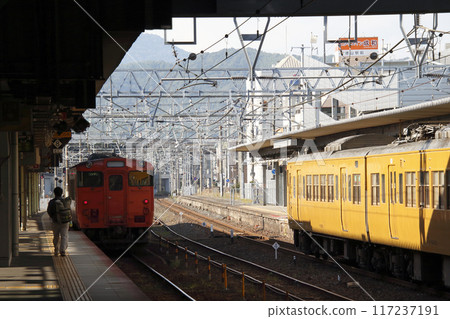 Iwakuni-Tokuyama Line Kiha 40 stopped at Tokuyama Station (Iwakuni⇔Tokuyama) 117237191