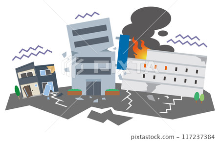 Illustration of a big earthquake Illustration of a big earthquake 117237384