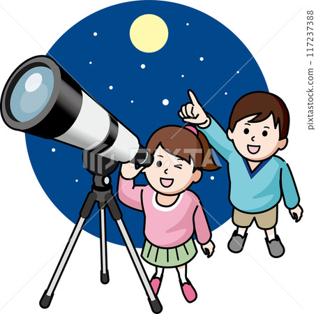 A girl and a boy watching the starry sky 117237388