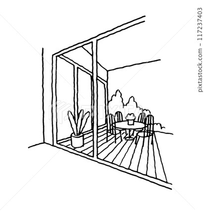Balcony line drawing 117237403