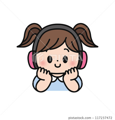女孩在玩耳機 117237472