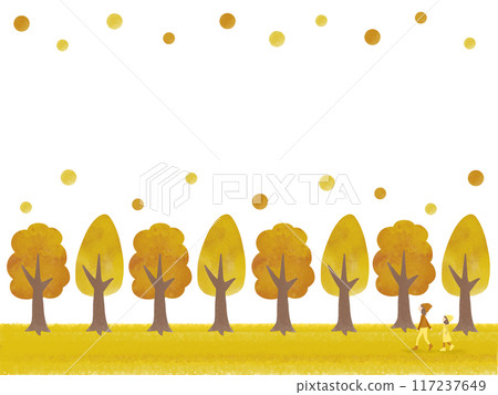 Autumn trees and people walking frame Autumn trees and people walking frame 117237649