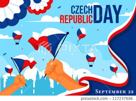 Happy Czech Republic National Day Vector Illustration on September 28th with a Waving Flag in Celebrations and Festivals Flat Style Cartoon Background 117237686