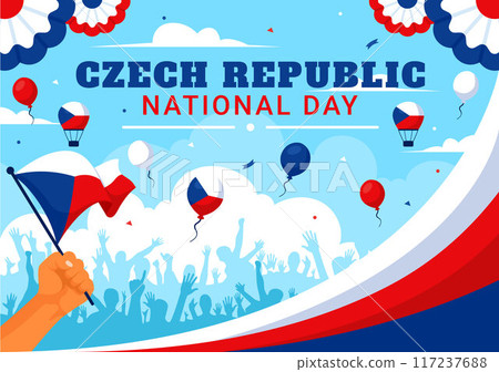 Happy Czech Republic National Day Vector Illustration on September 28th with a Waving Flag in Celebrations and Festivals Flat Style Cartoon Background 117237688