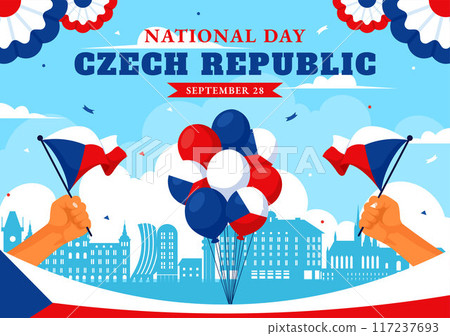 Happy Czech Republic National Day Vector Illustration on September 28th with a Waving Flag in Celebrations and Festivals Flat Style Cartoon Background Happy Czech Republic National Day Vector Illustration on September 28th with a Waving Flag in Celebrations and Festivals Flat Style Cartoon Background 117237693