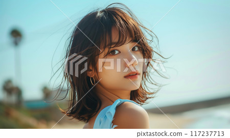 Young and fresh female hair model photo 117237713