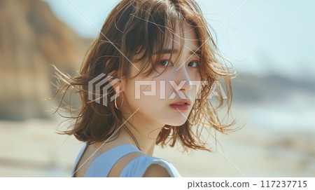 年輕清新女髮模特兒照片 117237715