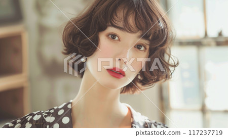 Retro female hair model photos Retro female hair model photos 117237719