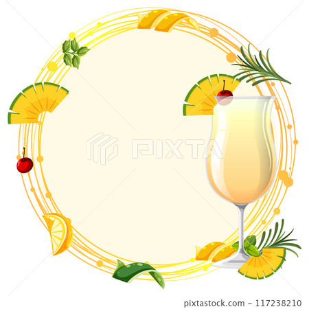 Tropical Cocktail with Fruit Garnishes Tropical Cocktail with Fruit Garnishes 117238210