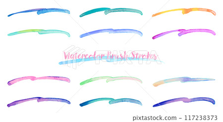 水彩顏料線套裝。霓虹色。向量資料。 117238373