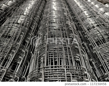 Steel chain link fence wire mesh texture and pattern 117238456
