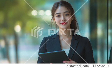 business woman with folder business woman with folder 117238495
