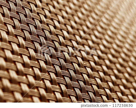 A closeup view of a wicker mat placed on a wooden table A closeup view of a wicker mat placed on a wooden table 117238630