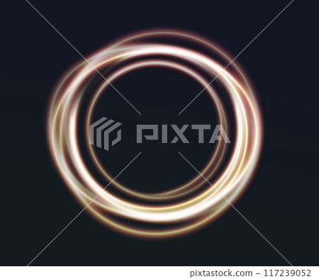 Glowing yellow ring. Sparkle on the dark background. 117239052