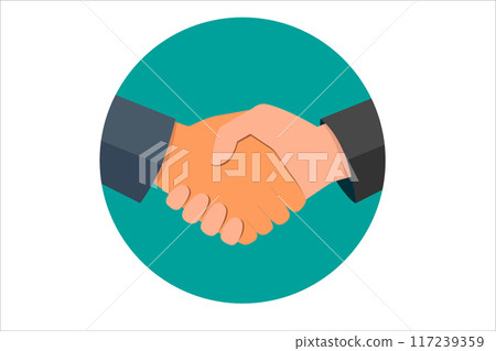 Circle business handshake icon. Handshake of business partners. Business handshake. Circle business handshake icon. Handshake of business partners. Business handshake. 117239359