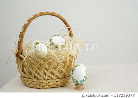 Embroidery on eggshells Collection of colourful hand painted decorated easter eggs on white background cutout file. Pattern and floral set. Many different design. Mockup template for artwork design Embroidery on eggshells Collection of colourful hand painted decorated easter eggs on white background cutout file. Pattern and floral set. Many different design. Mockup template for artwork design 117239377