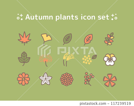 Simple autumn plant icon set_2 Simple autumn plant icon set_2 117239519