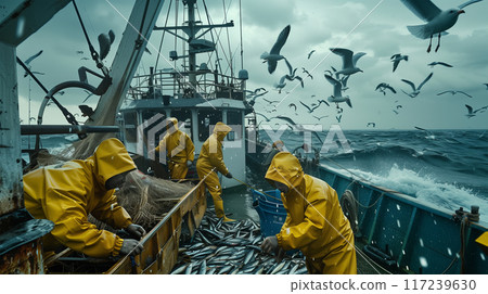 熱鬧的日本鮪魚漁船 熱鬧的日本鮪魚漁船 117239630