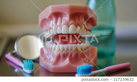 牙齒模型及檢測儀器特寫 117239632