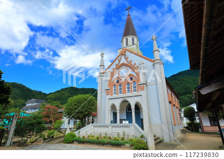 [Shimane Prefecture] Tsuwano Catholic Church on a sunny day (Tonomachi Street) 117239830