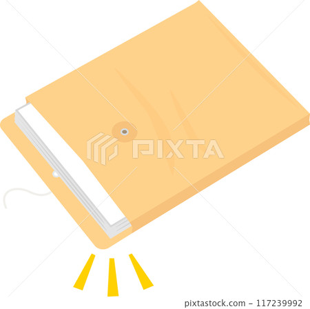 A gusseted envelope containing a thick stack of documents 117239992