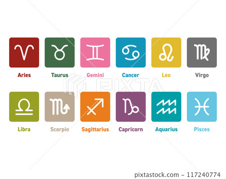 彩色星座 12 星座圖示集與名稱 彩色星座 12 星座圖示集與名稱 117240774