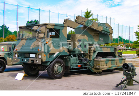 Japan Ground Self-Defense Force Type 81 short-range surface-to-air guided missile on display 117241847