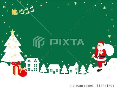 Frame Christmas Santa Claus sled cityscape background copy space illustration material Frame Christmas Santa Claus sled cityscape background copy space illustration material 117241895