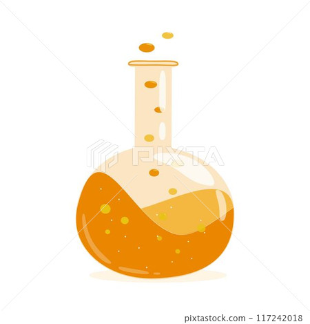 halloween stories, a glass potion bottle with a high neck and a round base. 117242018