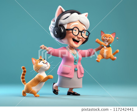 Grandmother with a cat 117242441
