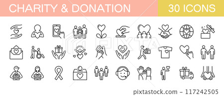 Charity and donation icon set 117242505