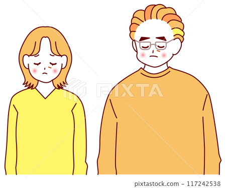 Color illustration of a sad elderly couple Color illustration of a sad elderly couple 117242538