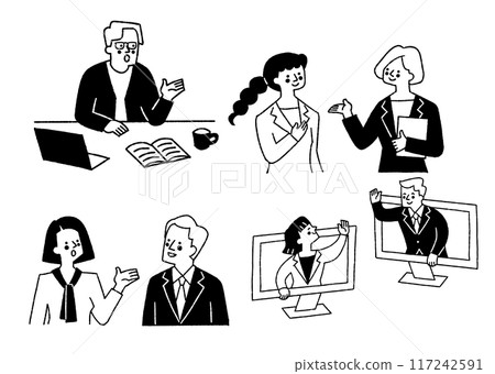 Set of business people working in various places_2 117242591
