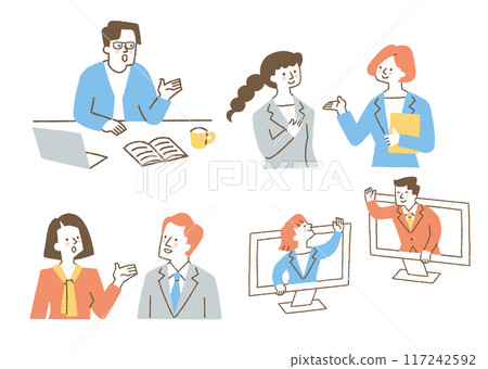 Set of business people working in various places_color 117242592