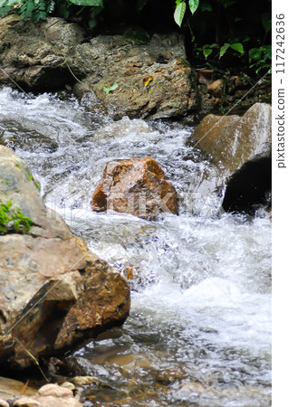 waterfall , river and rock or splash waterfall , river and rock or splash 117242636
