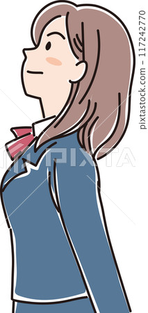 People of various ages_sideways_looking up_students_high school girls_female students 117242770