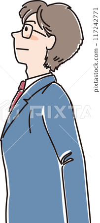 各年齡層的人_側身_猛抬頭_學生_高中生_男學生 117242771