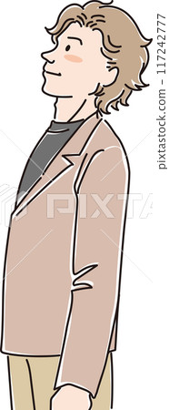 People of various ages_sideways_looking up_men_20s_30s 117242777