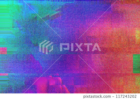 Abstract neon colored Modern Art Digital Motion Glitch background texture Abstract neon colored Modern Art Digital Motion Glitch background texture 117243202
