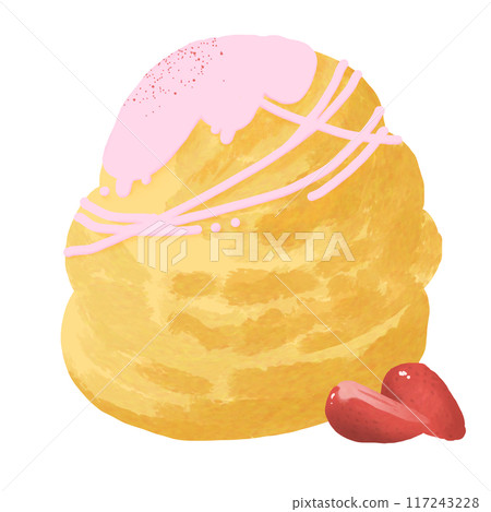 草莓巧克力覆蓋的奶油泡芙的圖像插圖 草莓巧克力覆蓋的奶油泡芙的圖像插圖 117243228