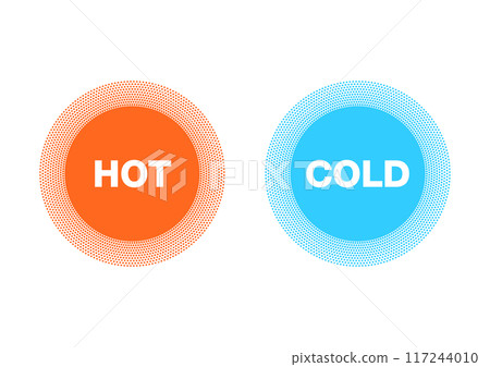 HOT and COLD icons. Temperature button. HOT and COLD icons. Temperature button. 117244010