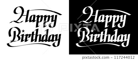 生日快樂書法。英文生日快樂手寫文字。 生日快樂書法。英文生日快樂手寫文字。 117244012