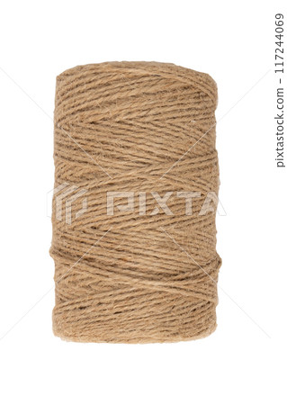 skein of natural jute twine isolated on white skein of natural jute twine isolated on white 117244069