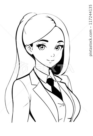 Business style woman outlined vector illustration for your projects. 117244135