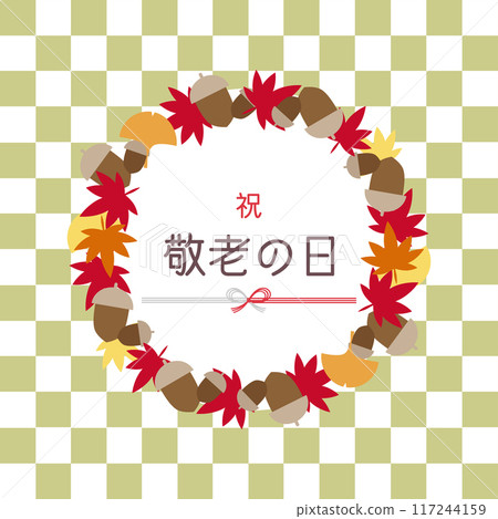 敬老日、落葉秋葉和水引的框架 敬老日、落葉秋葉和水引的框架 117244159