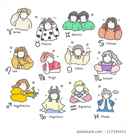 Twelve constellations illustration 117244241