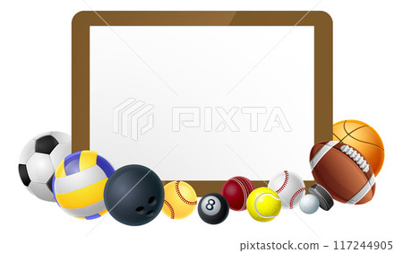 Sport Ball Sign Sports Balls Background Frame Sport Ball Sign Sports Balls Background Frame 117244905